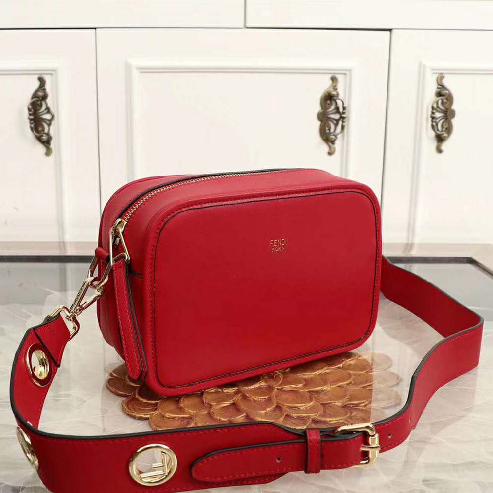 Fendi Women Camera Case Leather Bag-Red - image 4