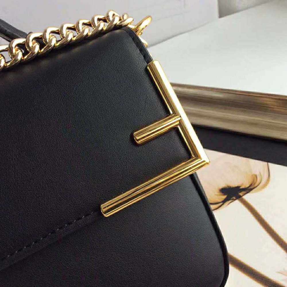 Fendi Women Double F Small Brown Leather and Fabric Bag - image 9