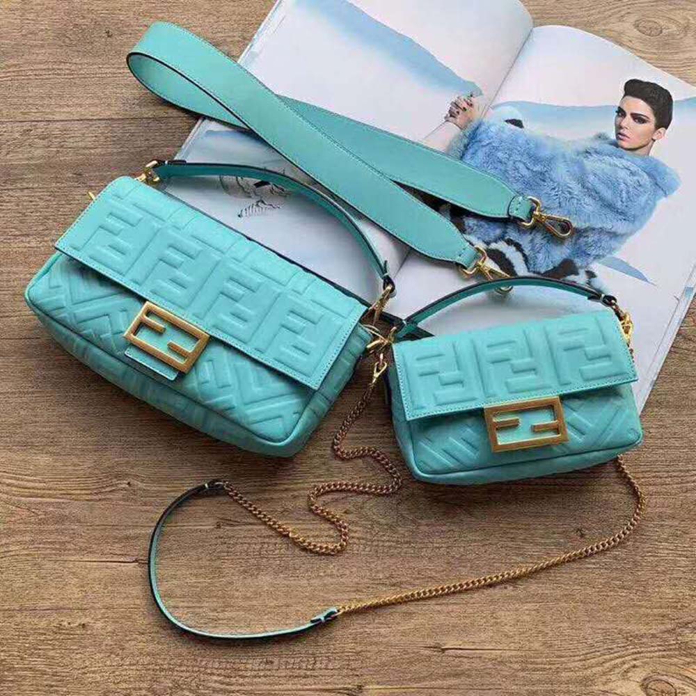 Fendi Women Iconic Baguette Leather Bag in Medium Size-Aqua - image 2