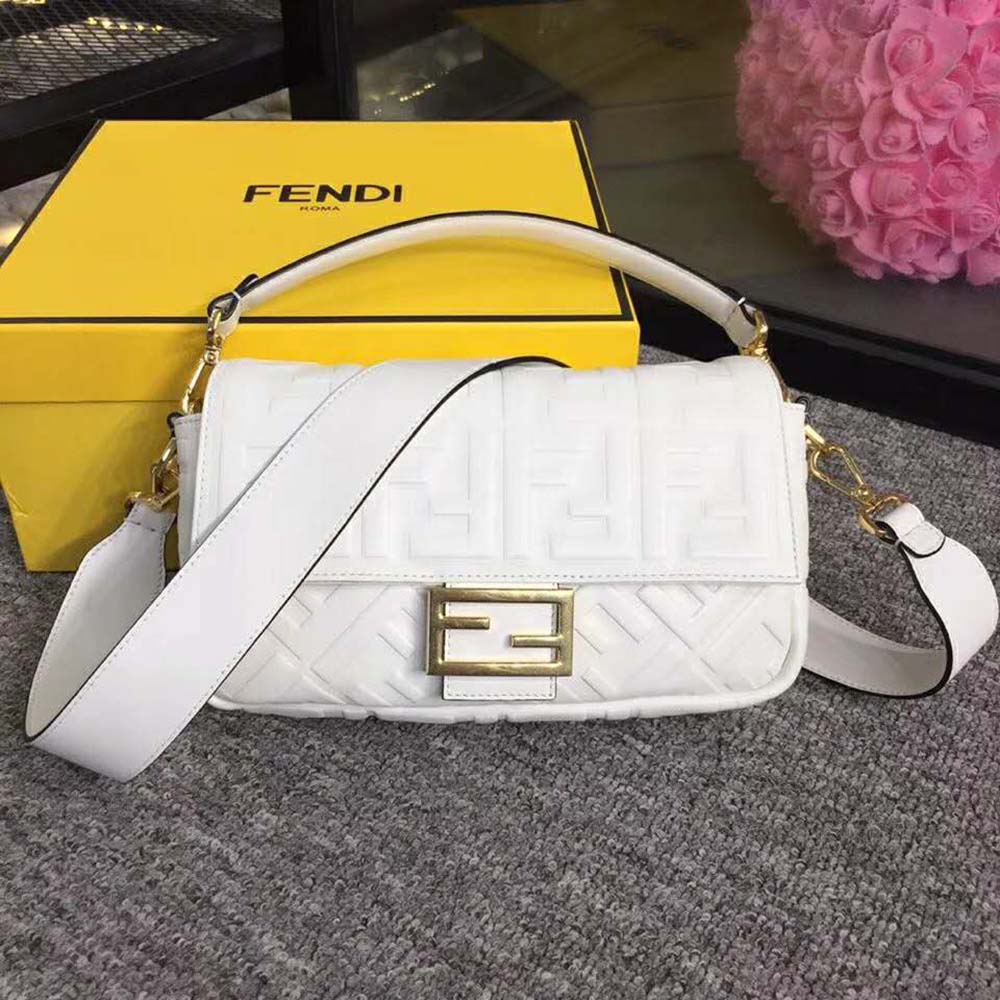 Fendi Women Iconic Baguette Leather Bag in Medium Size-White - image 2