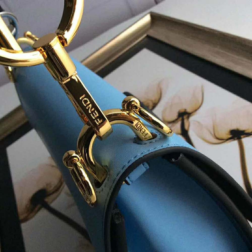 Fendi Women Kan I F Leather Bag in Calfskin Leather-Blue - image 7