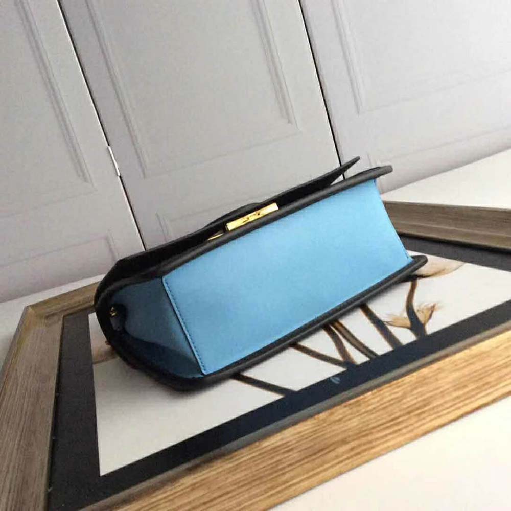 Fendi Women Kan I F Leather Bag in Calfskin Leather-Blue - image 6