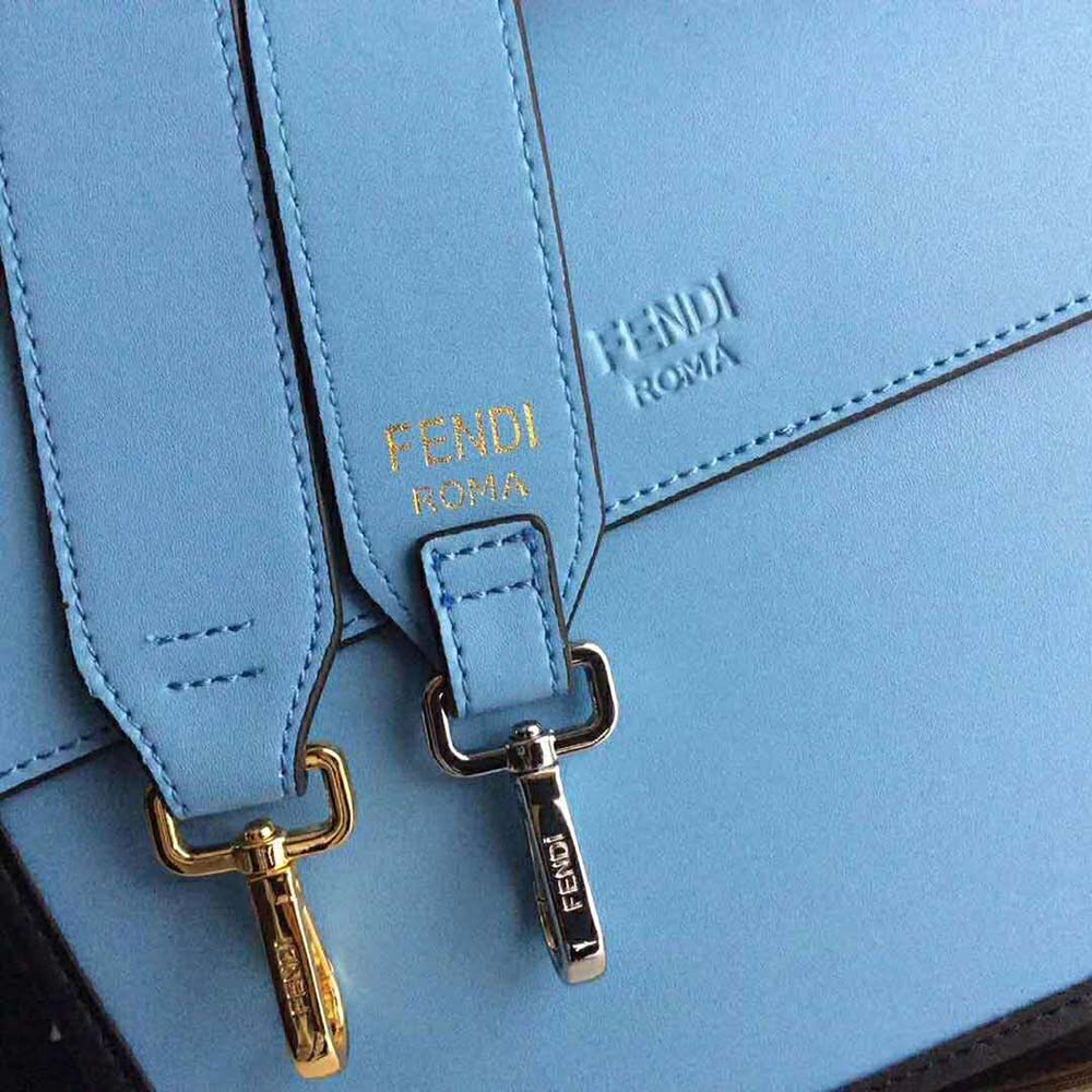 Fendi Women Kan I F Leather Bag in Calfskin Leather-Blue - image 8