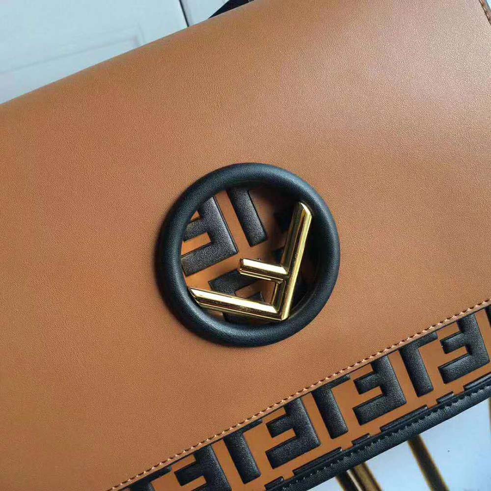 Fendi Women Kan I F Leather Bag in Calfskin Leather-Brown - image 6