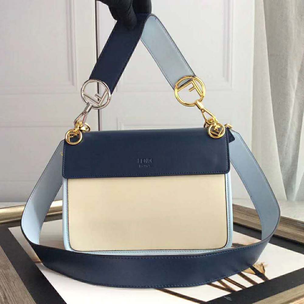 Fendi Women Kan I F Pale Blue Leather Bag with Exotic Details - image 4