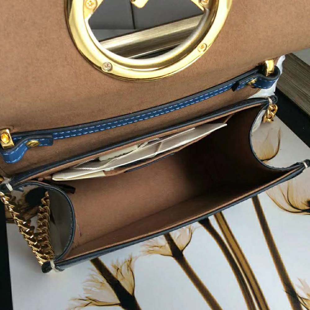 Fendi Women Kan I F Small Dark Blue Leather Mini-Bag - image 7
