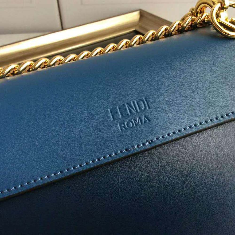 Fendi Women Kan I F Small Dark Blue Leather Mini-Bag - image 6