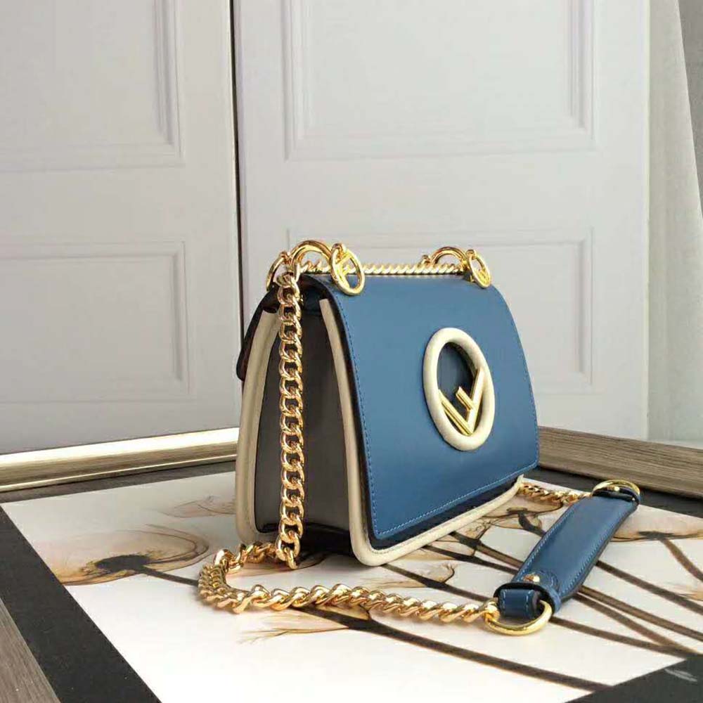 Fendi Women Kan I F Small Dark Blue Leather Mini-Bag - image 4