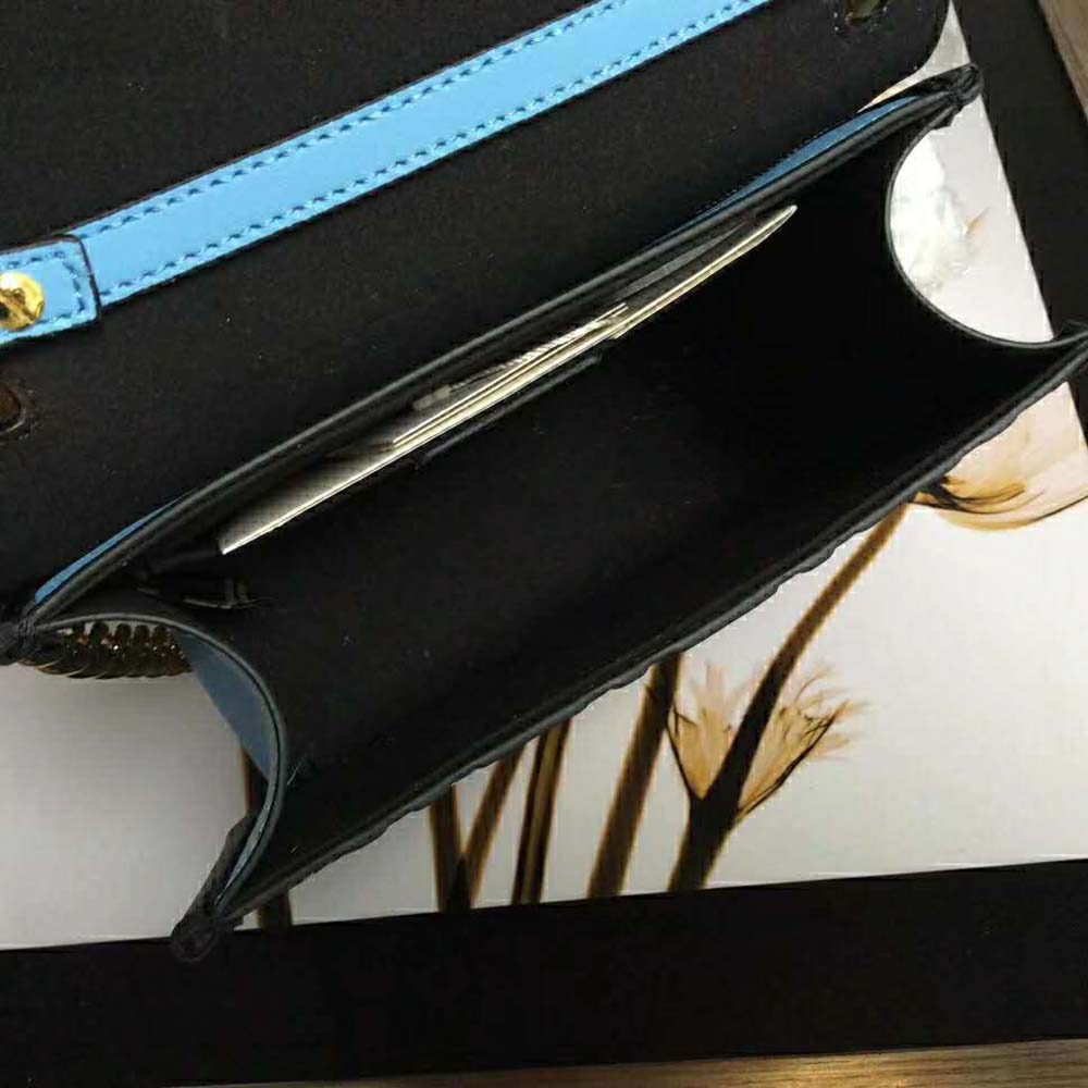 Fendi Women Kan I F Small Pale Blue Leather Mini Bag - image 7