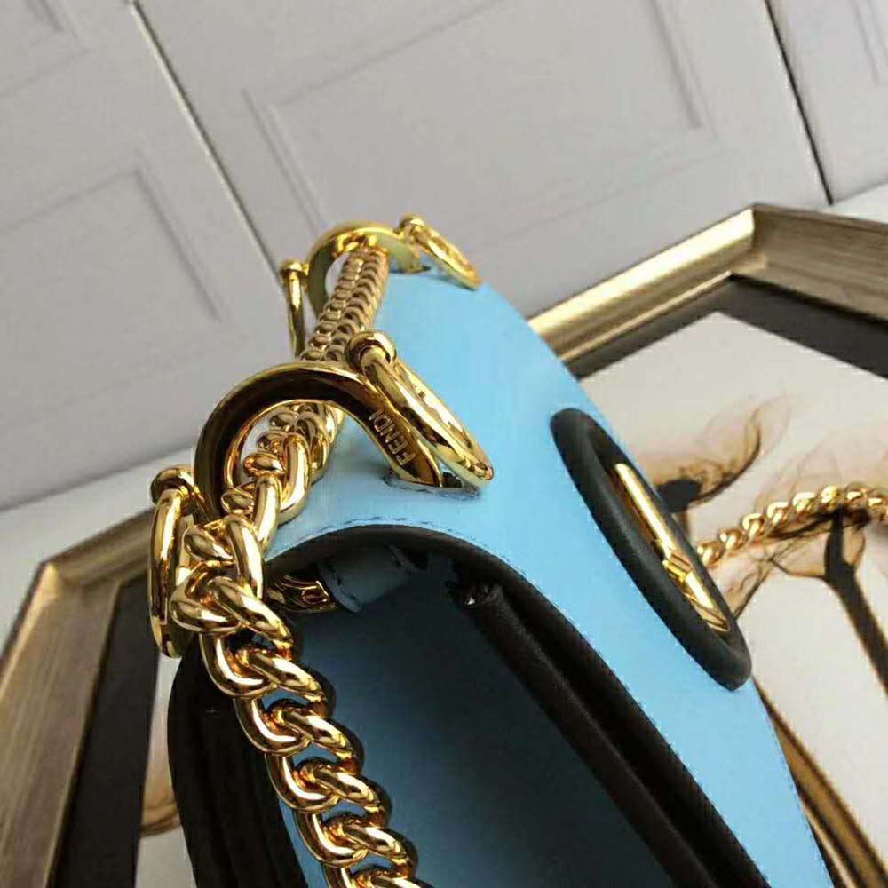 Fendi Women Kan I F Small Pale Blue Leather Mini Bag - image 10