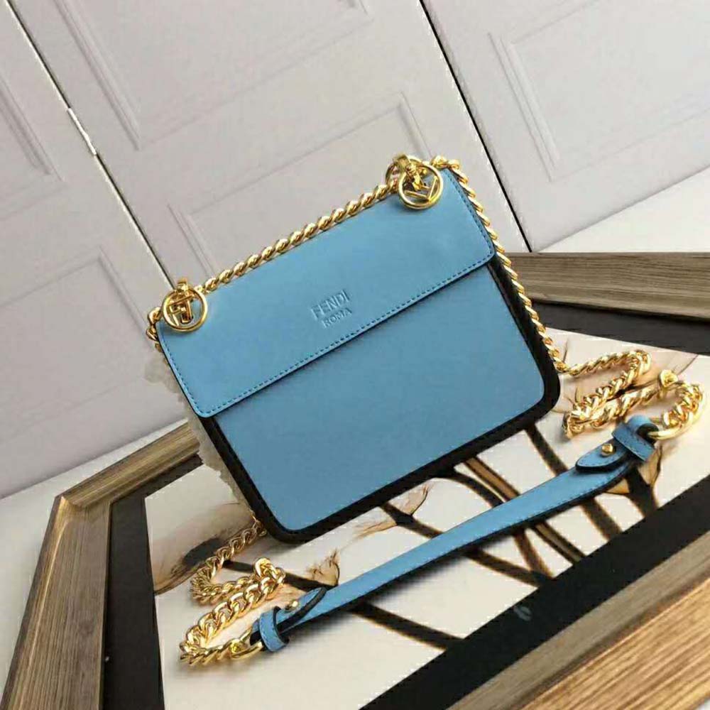 Fendi Women Kan I F Small Pale Blue Leather Mini Bag - image 6