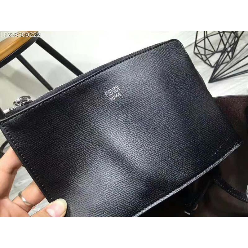 Fendi Women Leather Logo Shopper Bag-Black - image 7