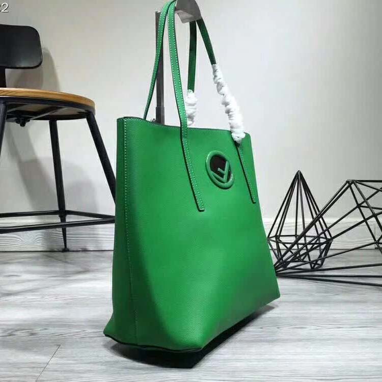 Fendi Women Leather Logo Shopper Bag-Green - image 4