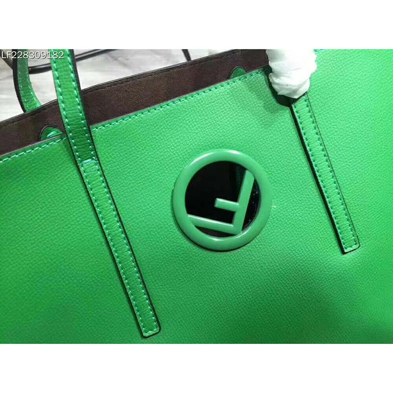 Fendi Women Leather Logo Shopper Bag-Green - image 6