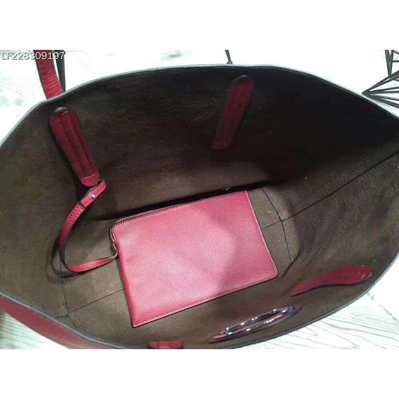 Fendi Women Leather Logo Shopper Bag-Maroon - image 7