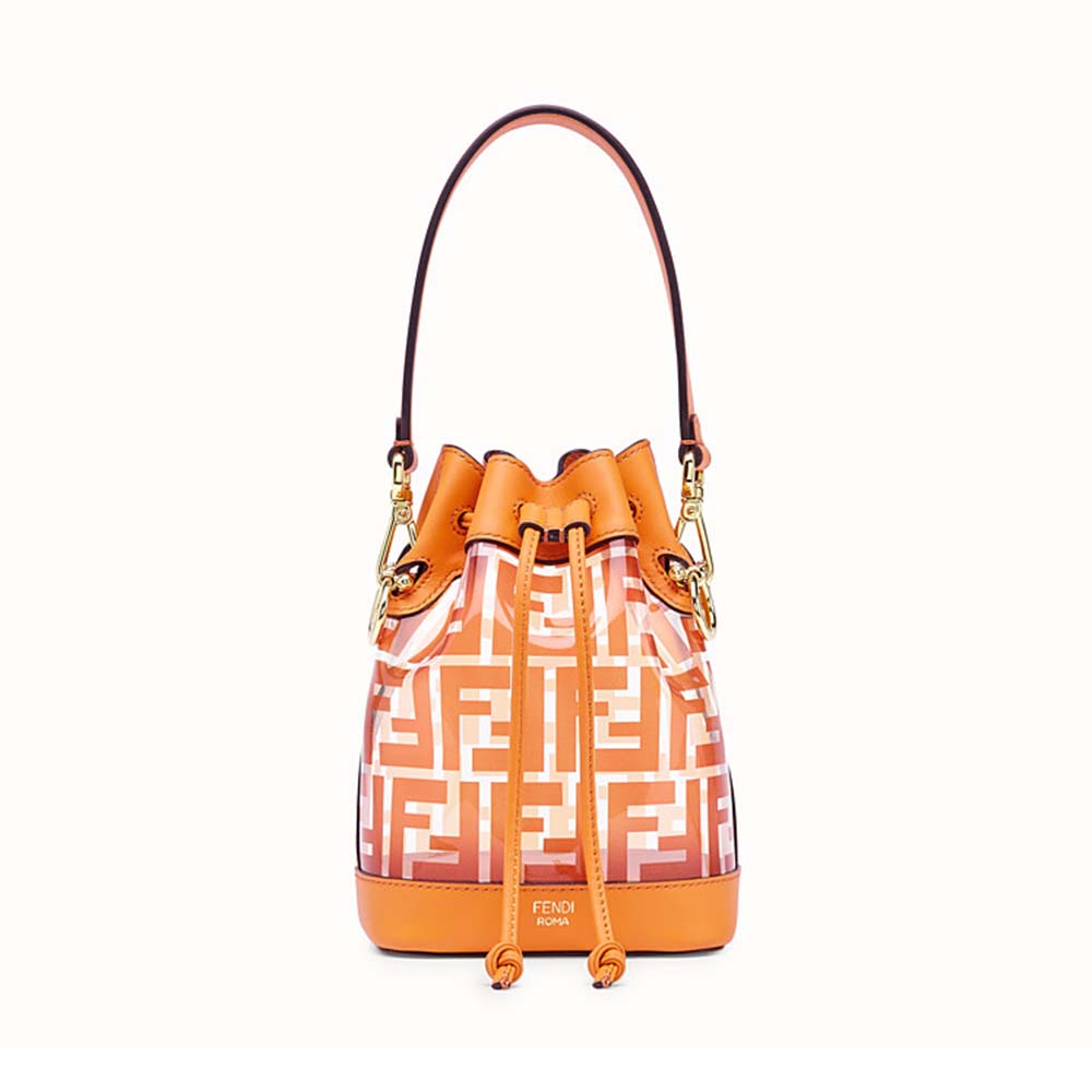 Front view of Fendi Women MON TRESOR PU Mini-Bag-Orange showing zipper closure