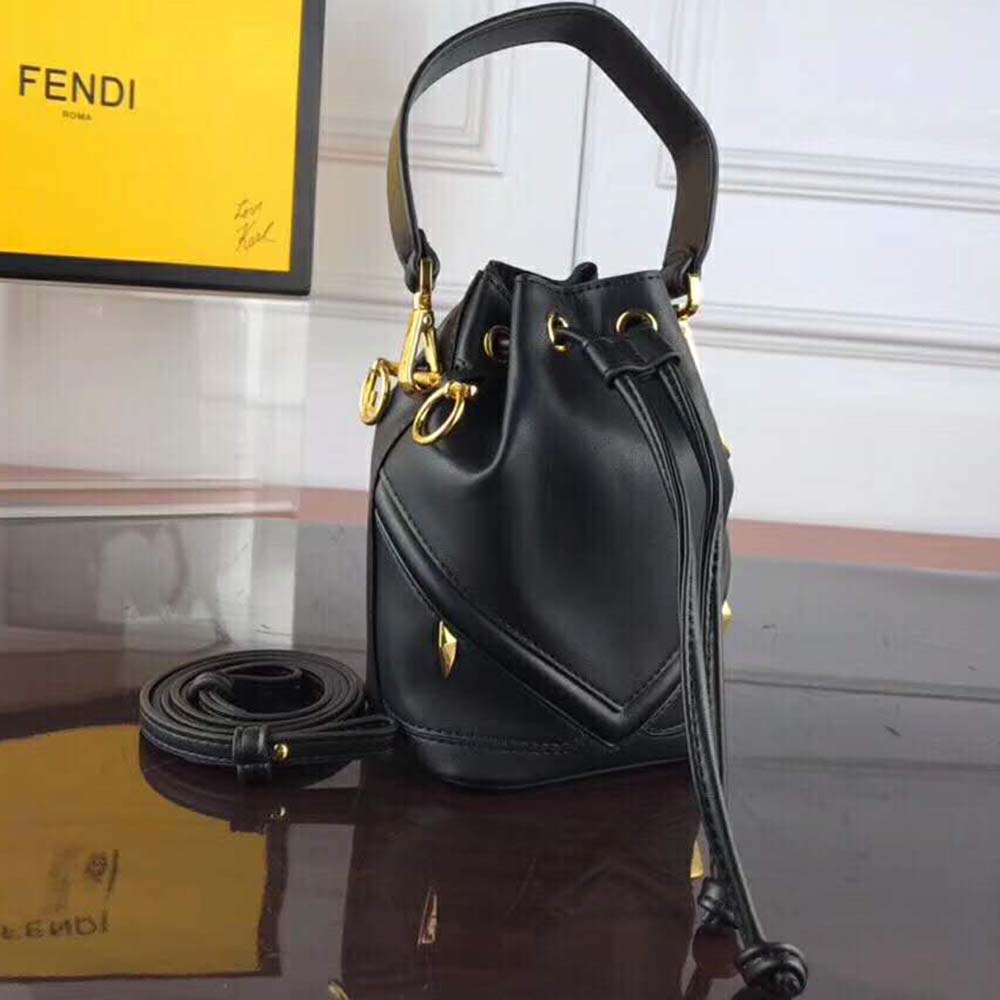 Side angle showing gold-tone hardware on Fendi Women Mon Tresor Mini-Bag