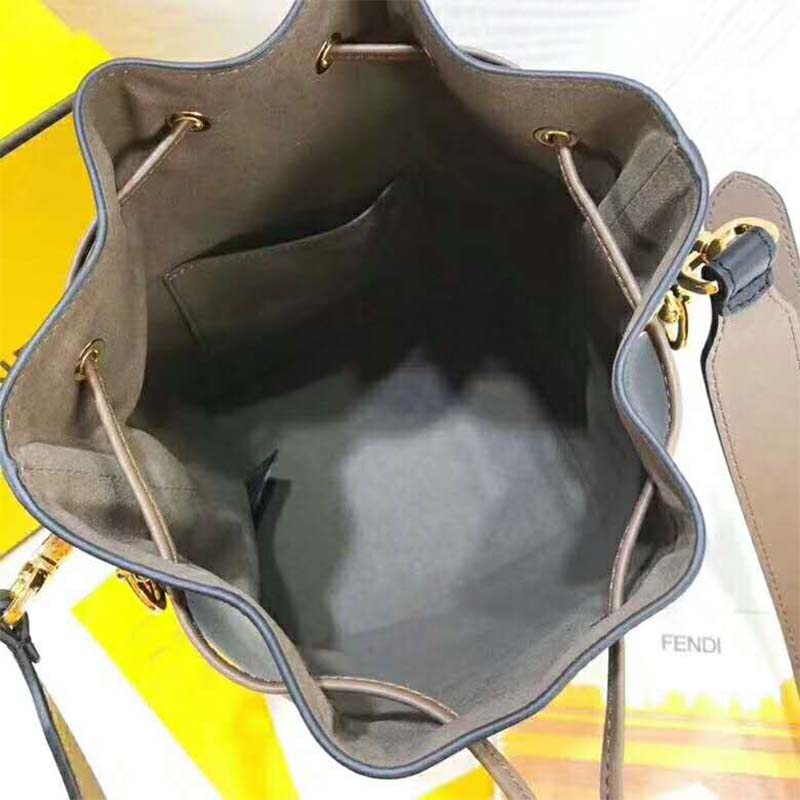 Side profile showing structured silhouette of Fendi Women Mon Tresor Black Leather Bag