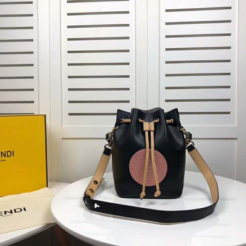 Side profile of Fendi Women Mon Tresor Blue Leather Mini-Bag with shoulder strap
