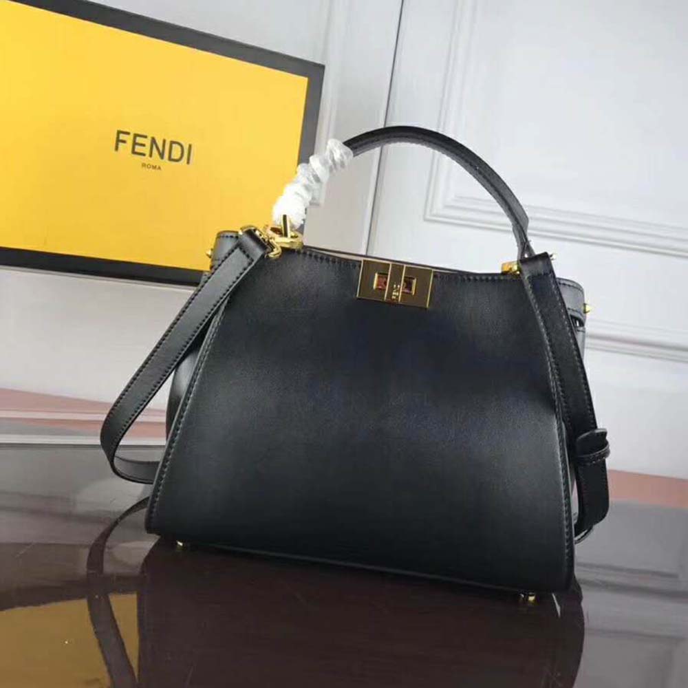 Fendi Women Peekaboo Essentially Bag in Calfskin Leather-Black - image 4