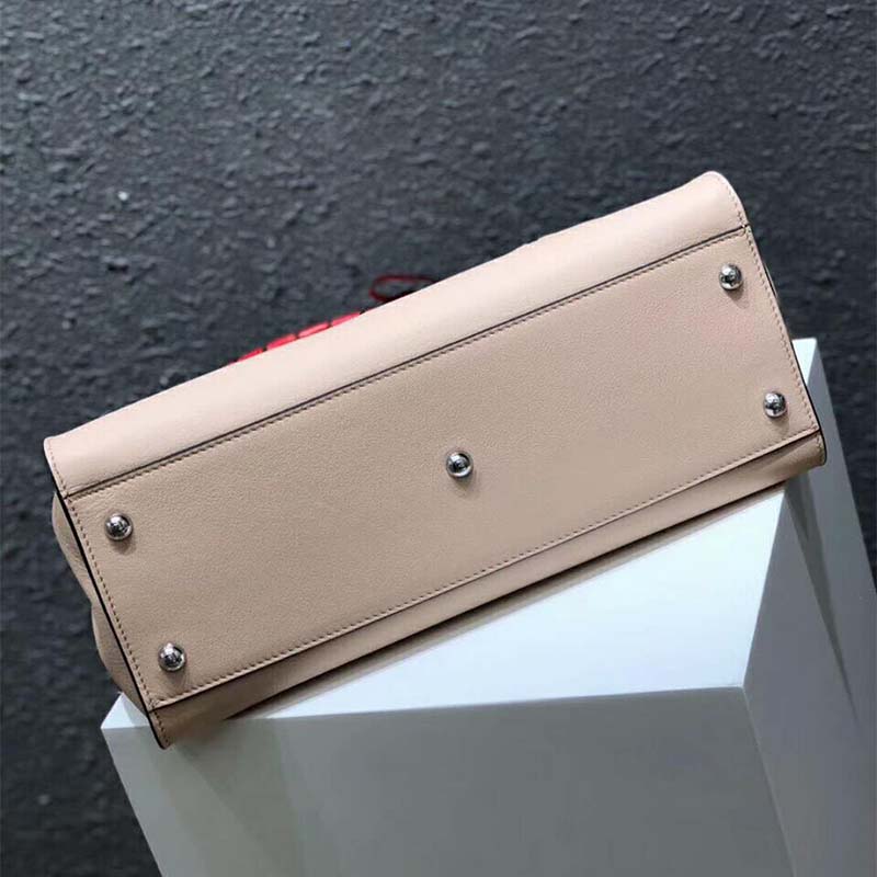 Fendi Women Peekaboo Rregular Pink Leather Bag-White - image 4