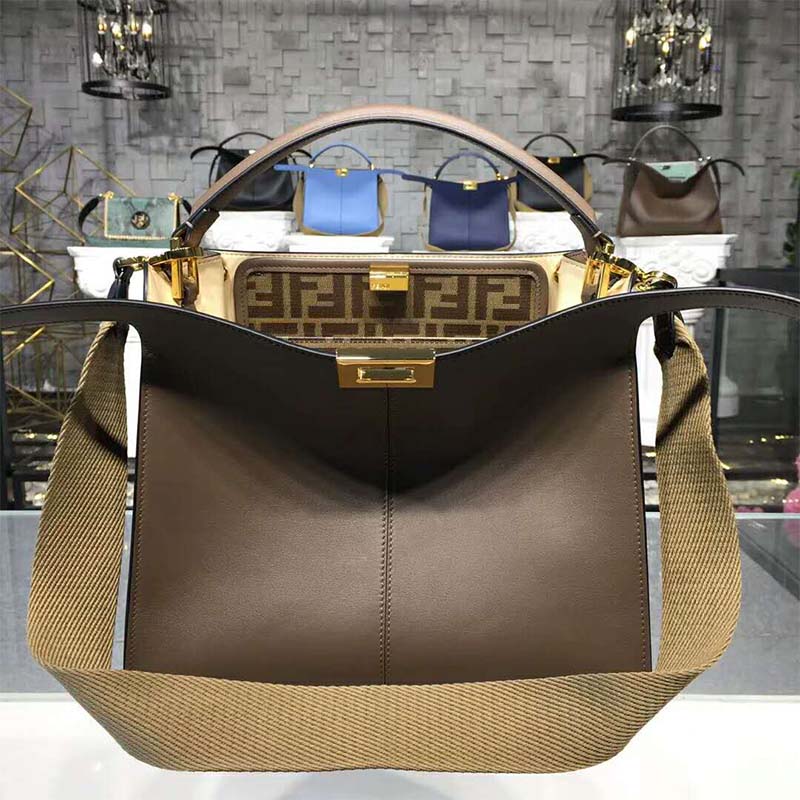 Fendi Women Peekaboo X-Lite Regular Leather Bag-Brown - image 4
