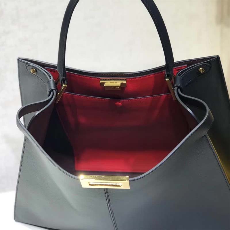 Fendi Women Peekaboo X-Lite in Leather Bag-Black - image 8