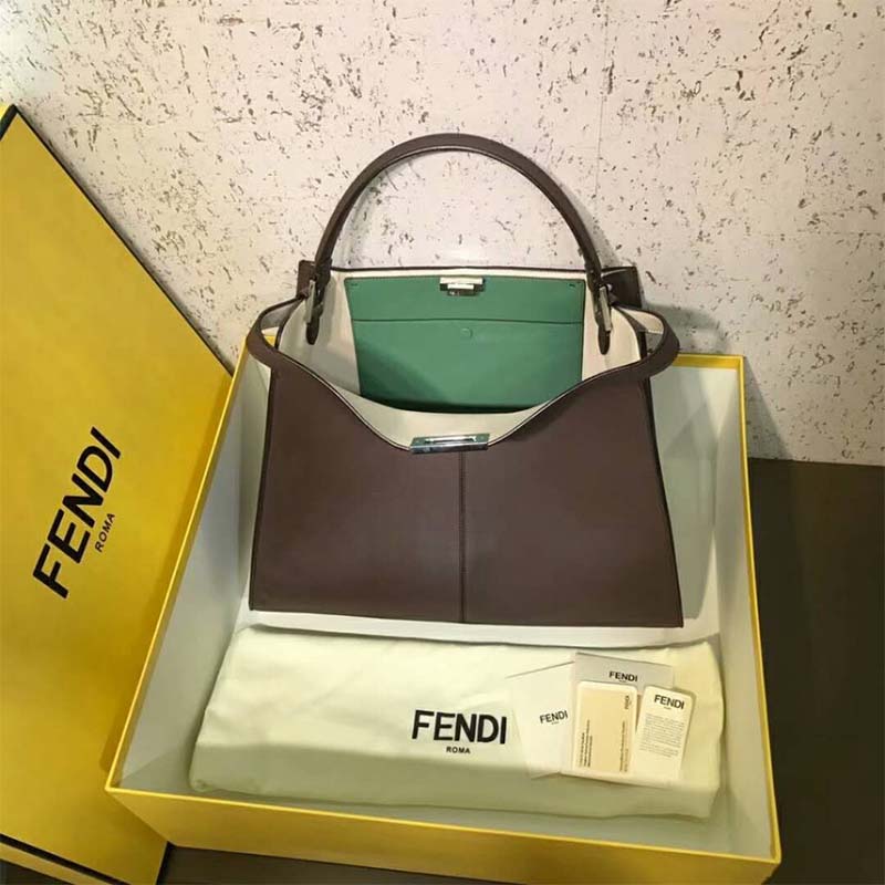 Fendi Women Peekaboo X-Lite in Leather Bag-Brown - image 4