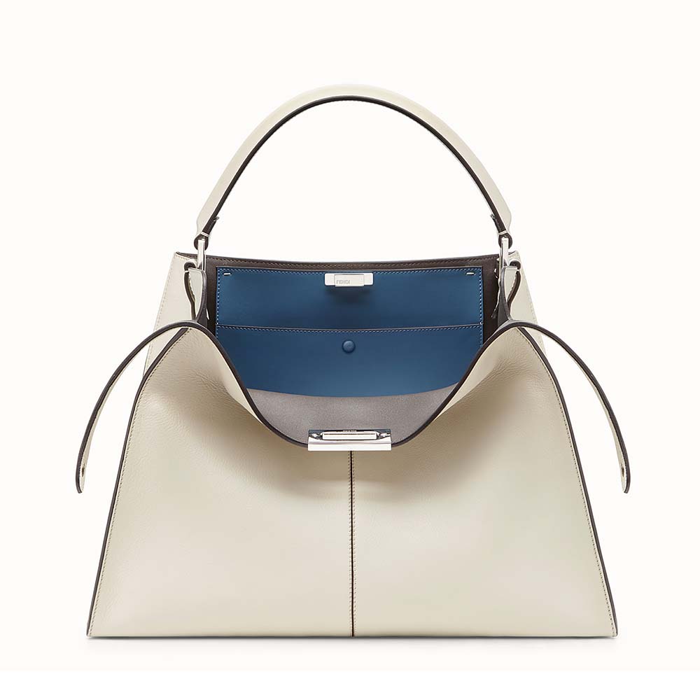 Fendi Women Peekaboo X-Lite in Leather Bag-White front angle view