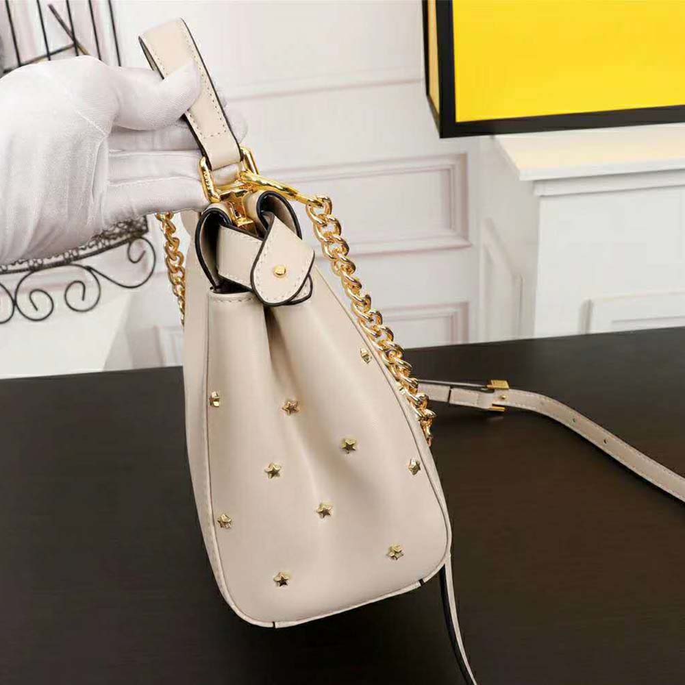 Fendi Women Peekaboo XS Leather Mini-Bag-White - image 5