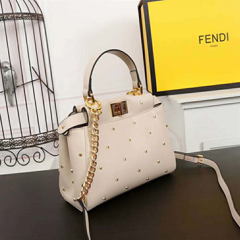 Fendi Women Peekaboo XS Leather Mini-Bag-White - image 4