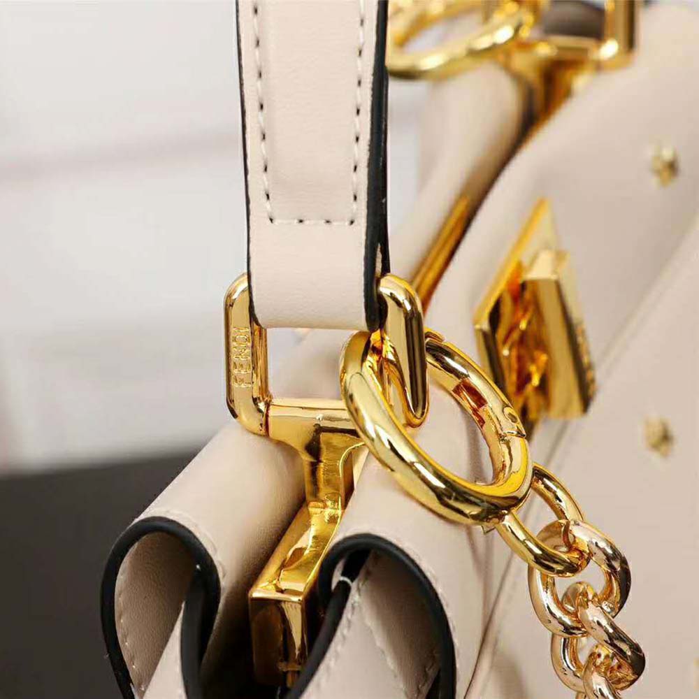 Fendi Women Peekaboo XS Leather Mini-Bag-White - image 10