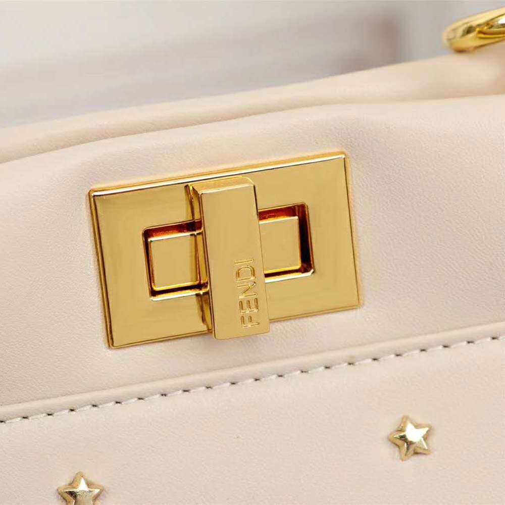 Fendi Women Peekaboo XS Leather Mini-Bag-White - image 9