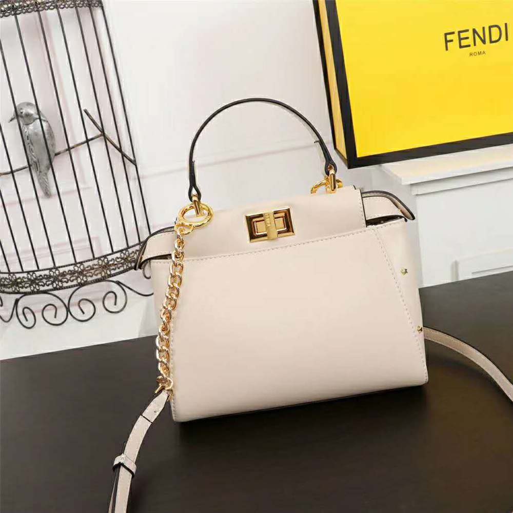Fendi Women Peekaboo XS Leather Mini-Bag-White - image 3