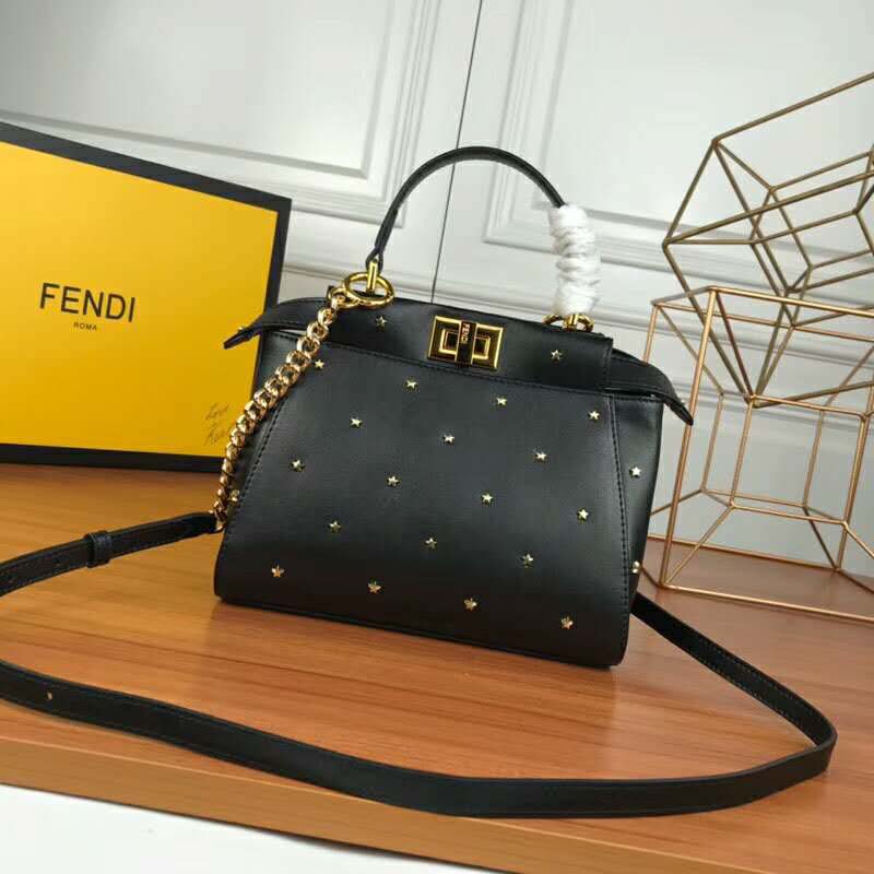 Fendi Women Peekaboo XS Leather Mini-Bag-Black - image 2