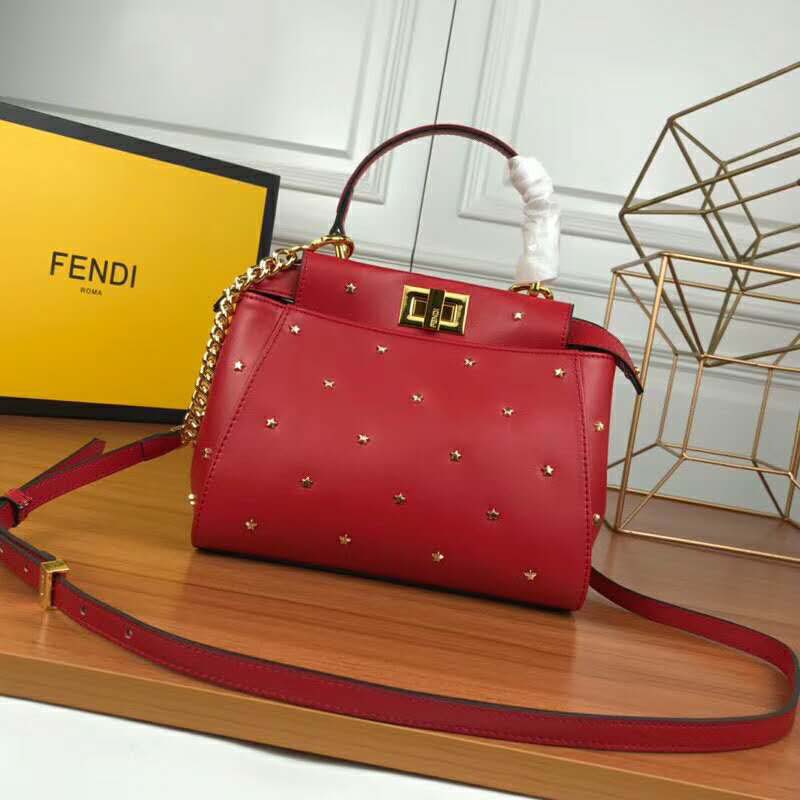 Fendi Women Peekaboo XS Leather Mini-Bag-Red - image 3