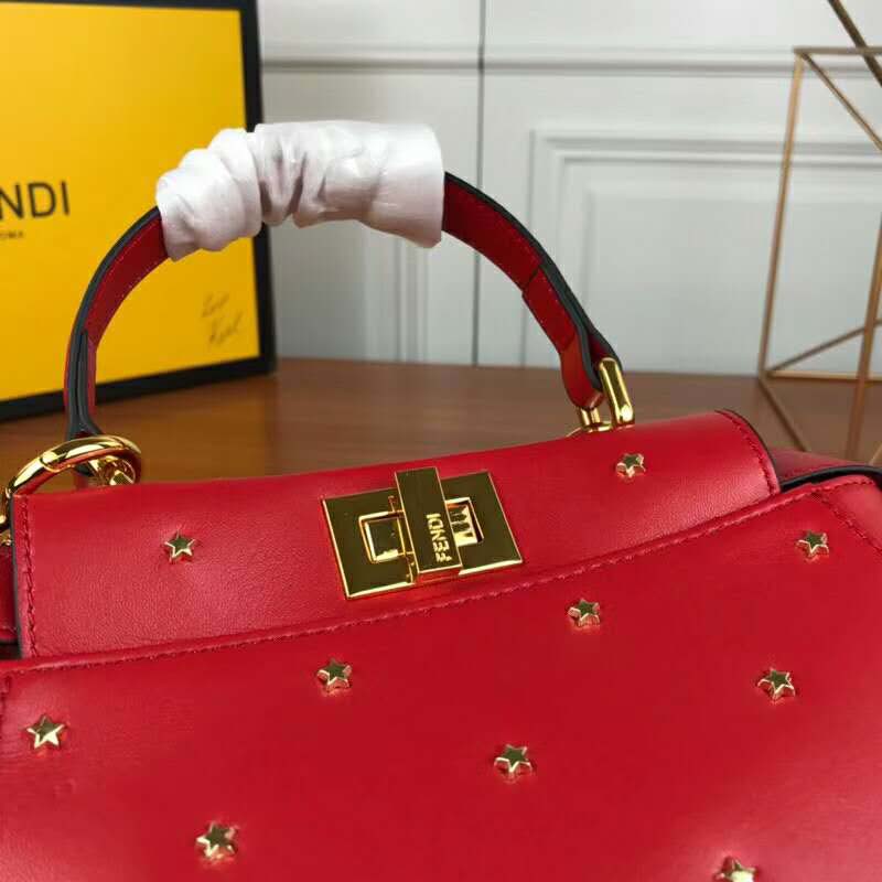 Fendi Women Peekaboo XS Leather Mini-Bag-Red - image 7