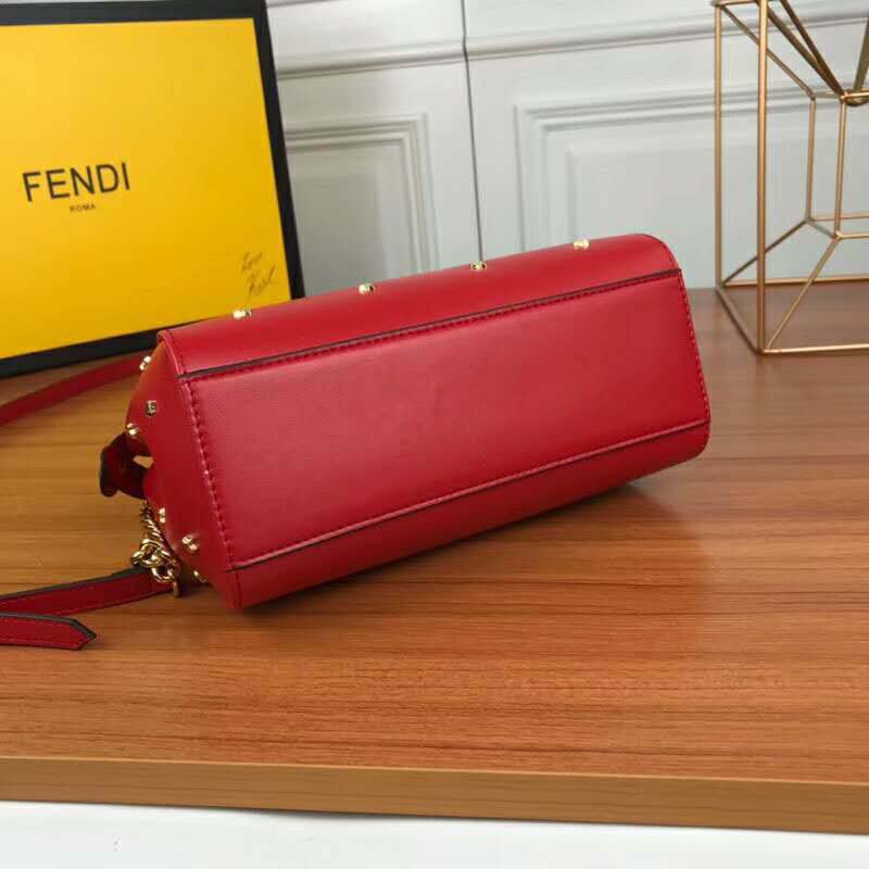 Fendi Women Peekaboo XS Leather Mini-Bag-Red - image 4