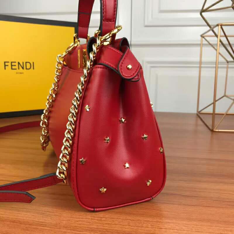 Fendi Women Peekaboo XS Leather Mini-Bag-Red - image 5