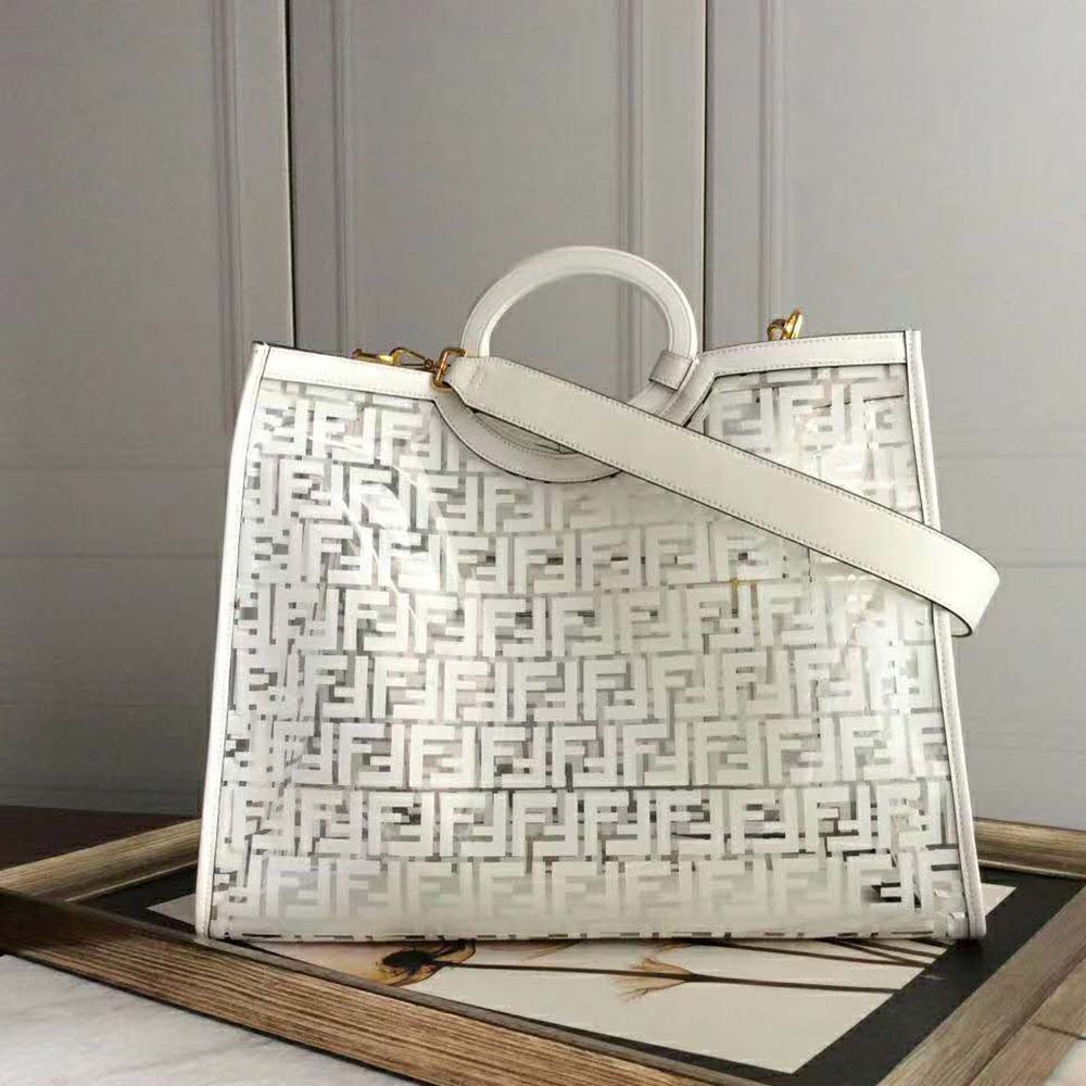 Fendi Women Runaway Shopper PU Bag-White - image 3