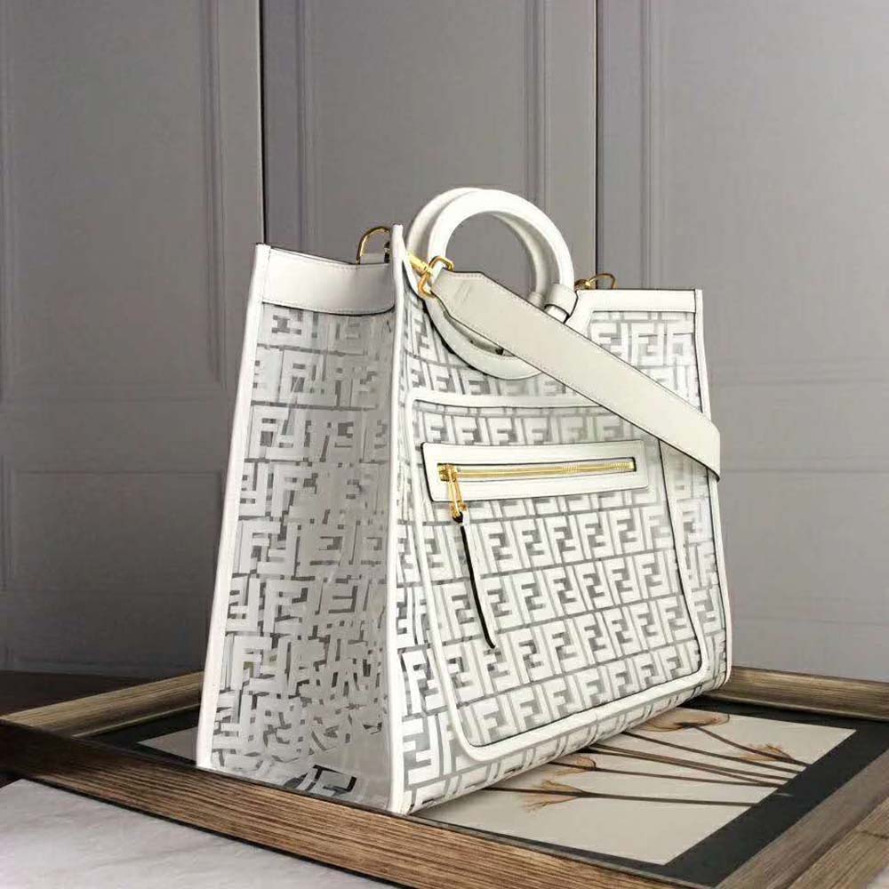 Fendi Women Runaway Shopper PU Bag-White - image 4
