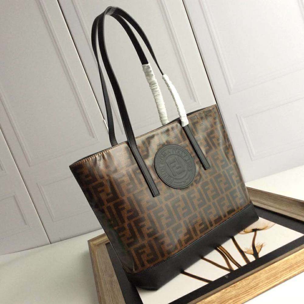 Fendi Women Shopping Logo Leather Shopper-Black - image 3