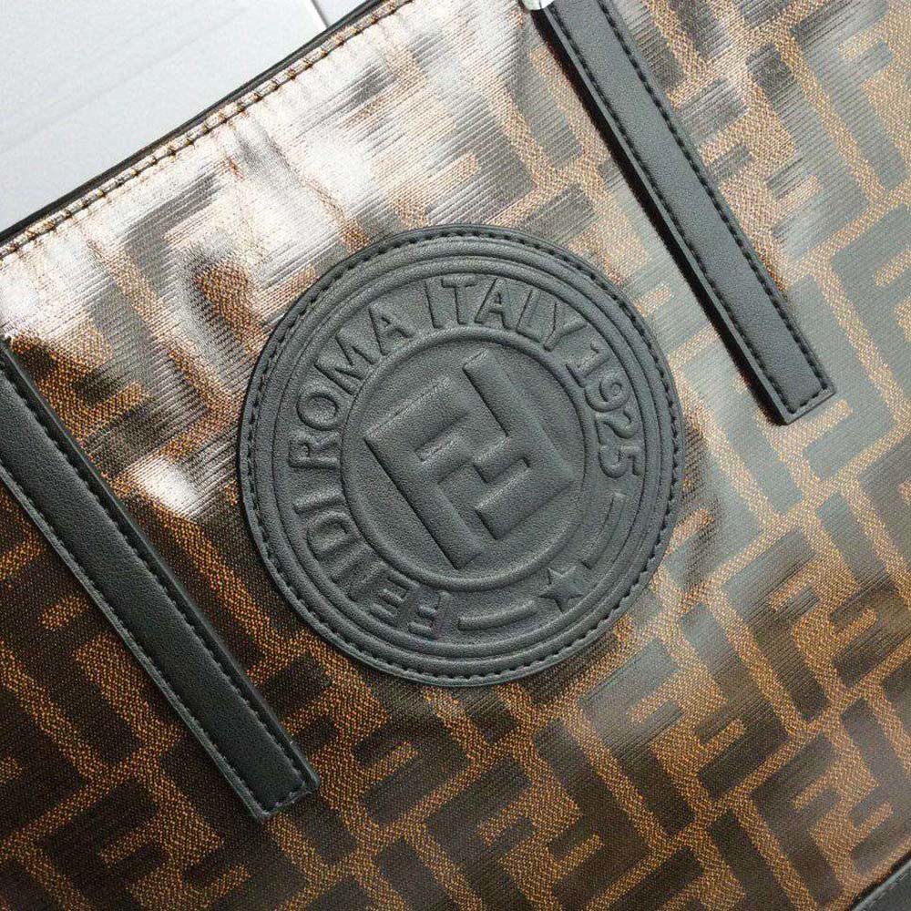 Fendi Women Shopping Logo Leather Shopper-Black - image 8
