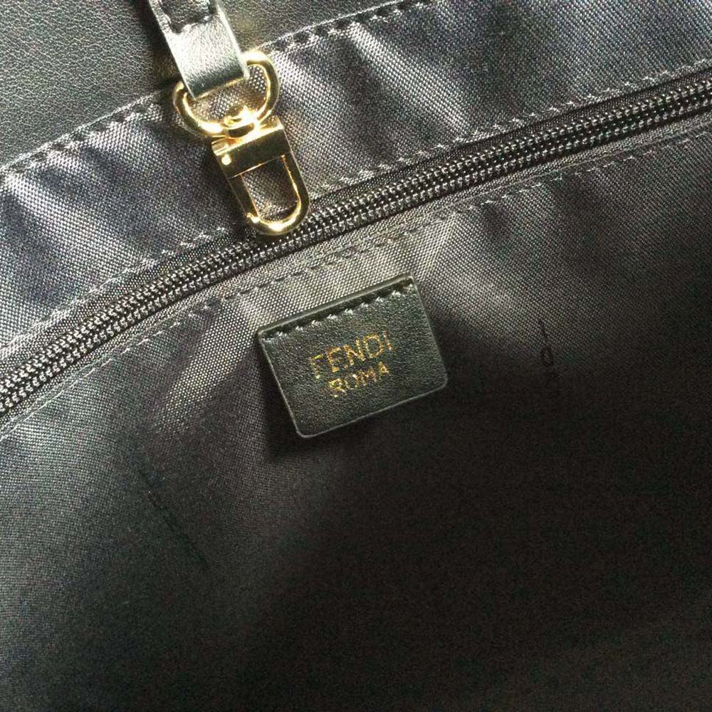 Fendi Women Shopping Logo Leather Shopper-Black - image 10