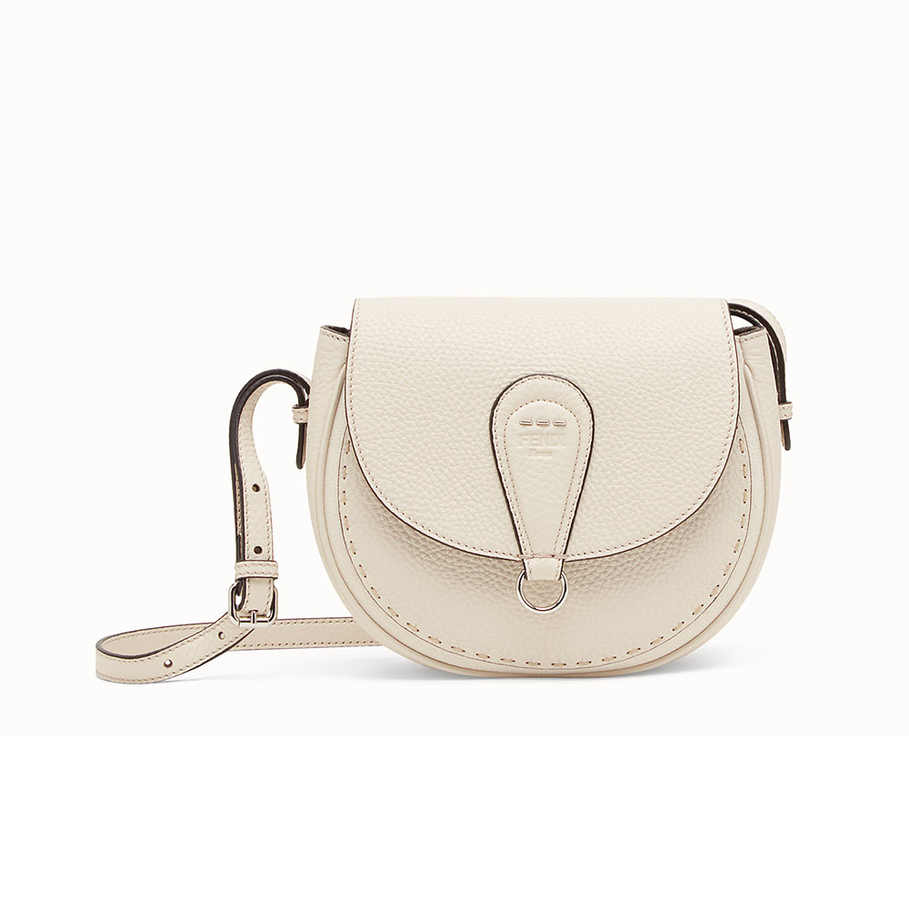 Front view of Fendi Women Shoulder Bag in Calf Leather-White with gold hardware