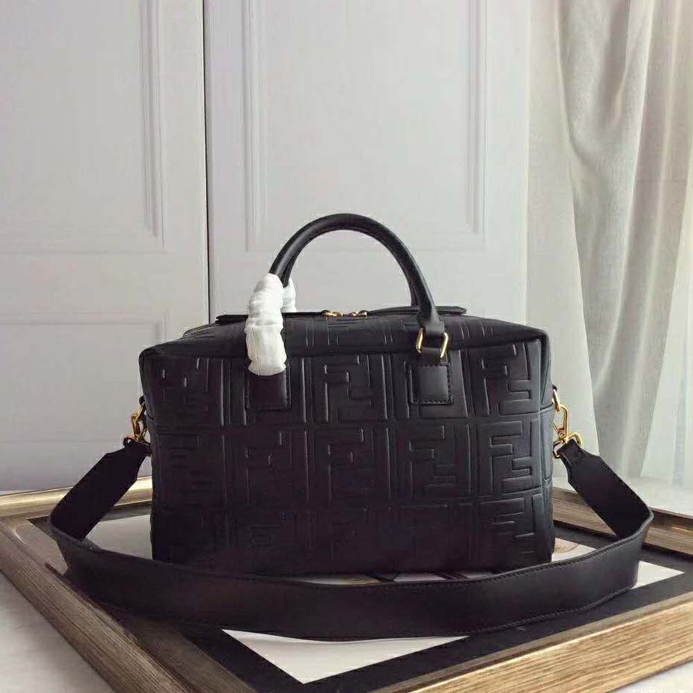 Fendi Women Small Boston Leather Bag in Large Size-Black - image 2
