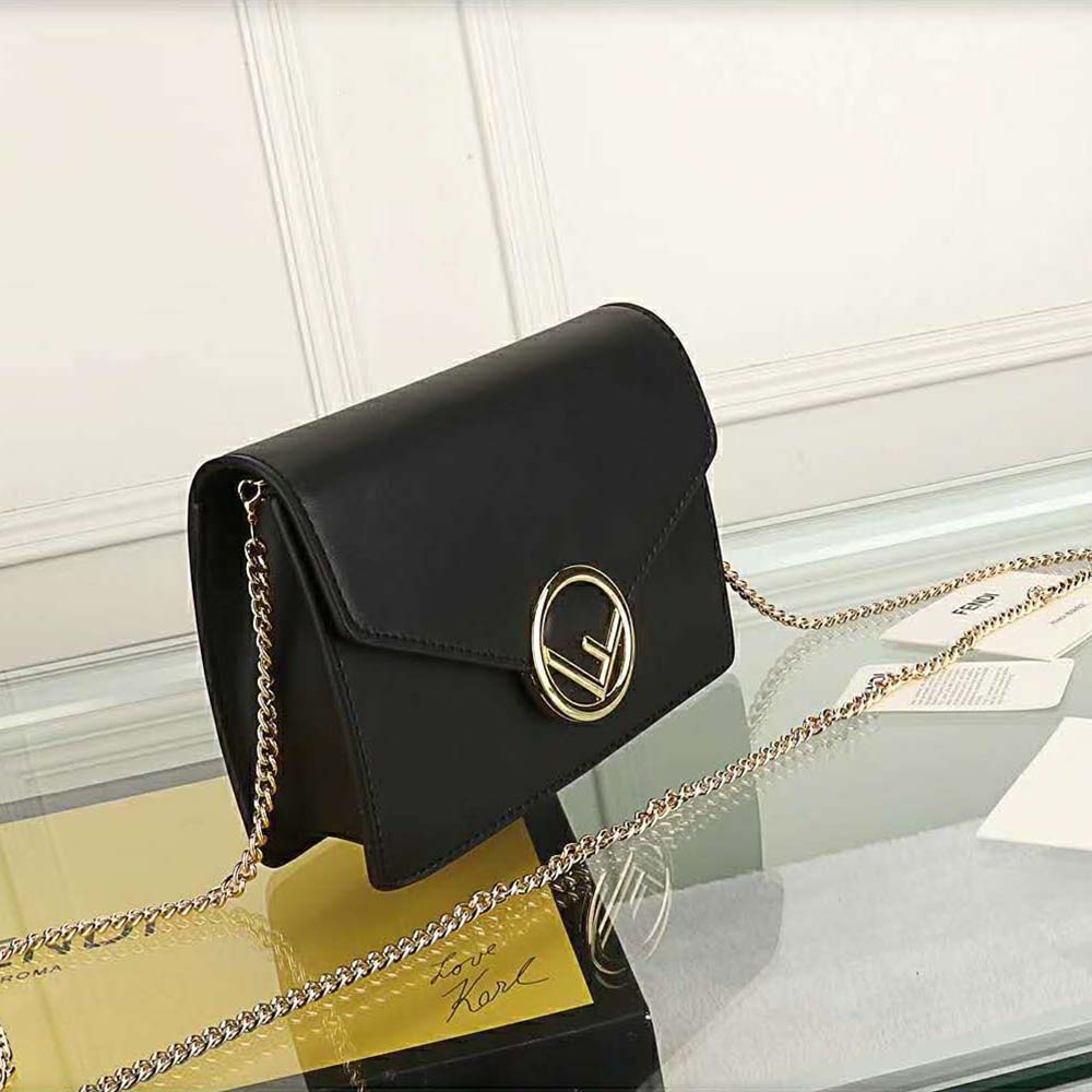 Side profile showing chain strap of Fendi Women Wallet on Chain Mini-Bag