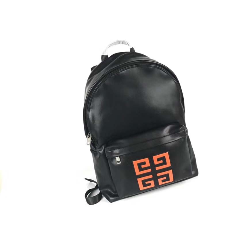 Side angle of Givenchy Men 4G Backpack in Leather-Black with adjustable straps