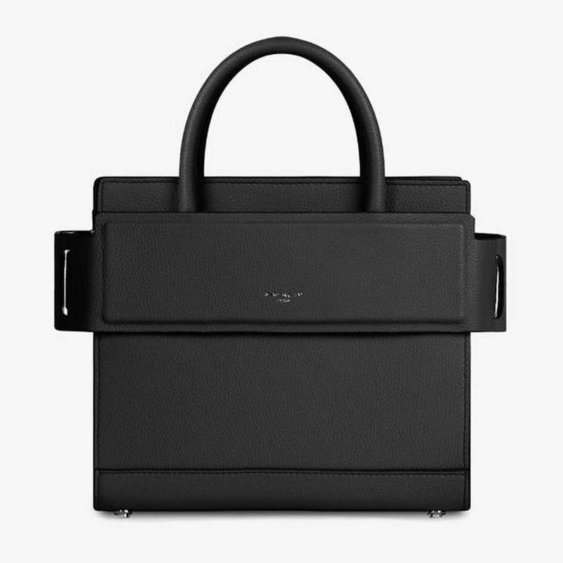 Front view of Givenchy Mini Horizon Bag in smooth black leather