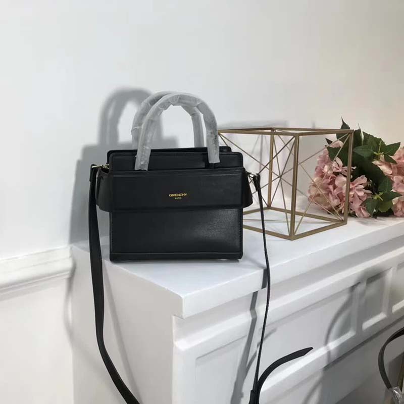 Close-up of matte black hardware on Givenchy Mini Horizon Bag